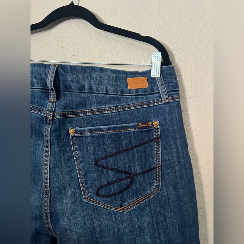 Seven7 Tummyless High Rise Skinny Jeans Size 14 Dark Wash - Picture 5 of 7
